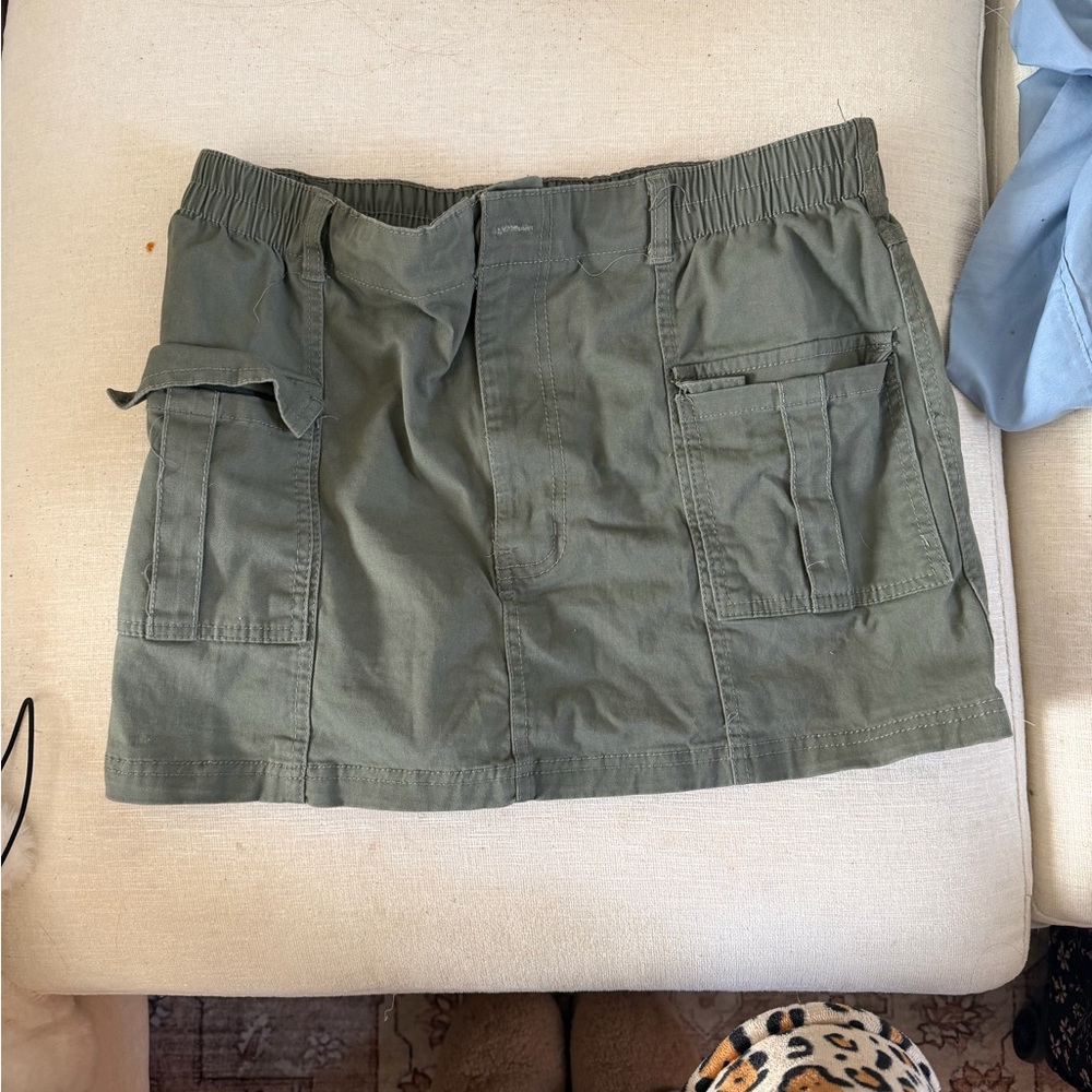 Green Cargo Mini Skirt